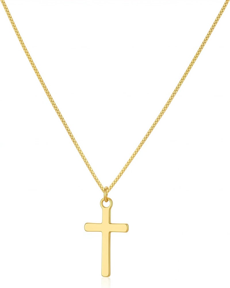 Rotnso Cross Necklace for Women 14K Gold Silver Plated Dainty Small Cross Pendant Choker Simple Trendy Cute Cross Charm Chain Necklace Easter Basket Stuffers Baptism Religious Faith Jewelry Gift - Image 1